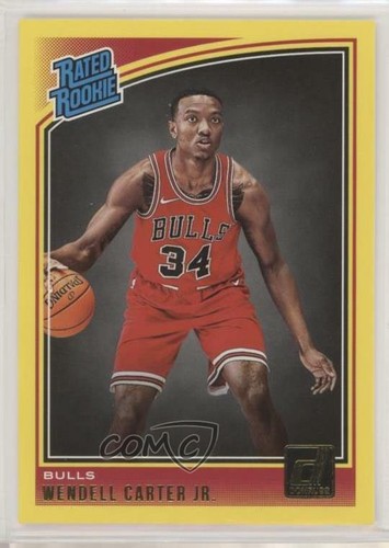 2018 Panini Donruss Basketball Yellow Flood Wendell Carter Jr. #170 PSA 8