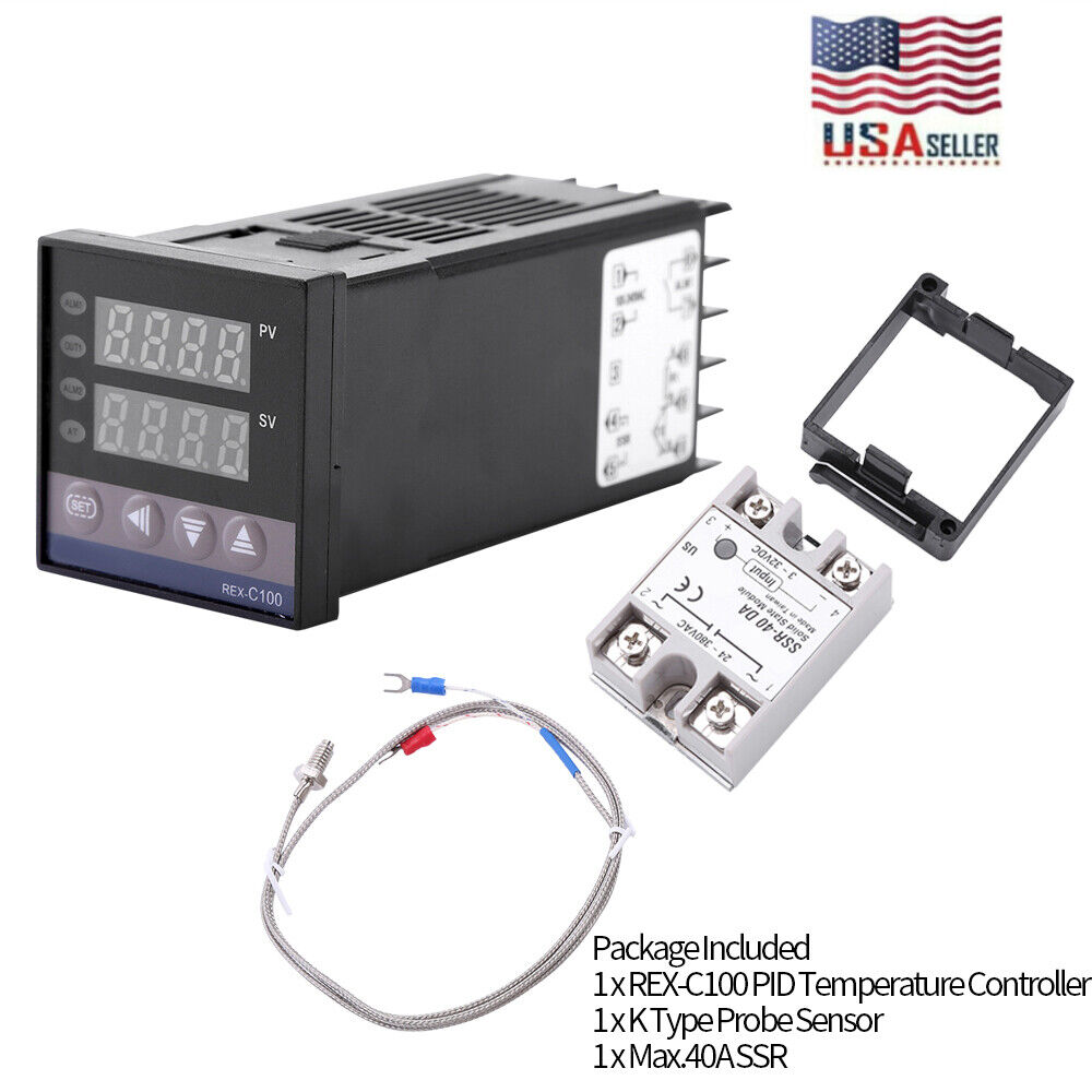 2 Louisville-Jefferson County Mall Now free shipping Way Alarm REX-C100 AC 110-240V Controller Digital PID Temperature Kits 0~1300℃