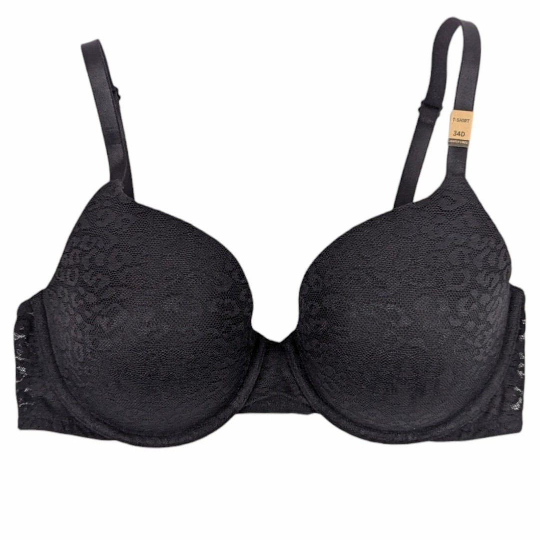 NEW Victoria's Secret Wear Everywhere T Shirt Lightly Lined Bra Womens 34D Black