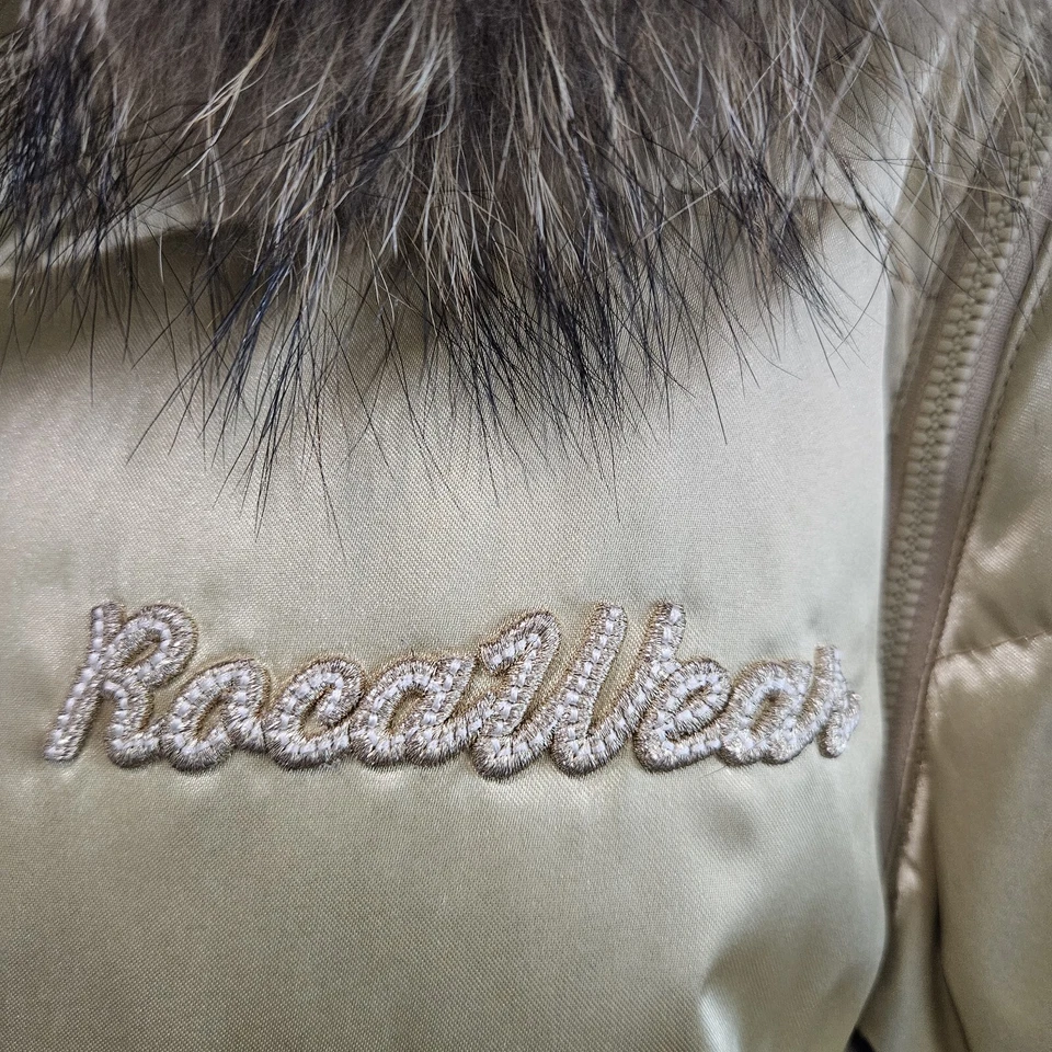 Chaqueta/chaleco acolchado Rocawear de plumón Y2k de colección de la década de 2000, mangas extraíbles y capucha de piel, M Foto 3 de 4