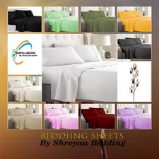 100 Cotton 1000tc 4 PCs Sheet Set Extra Deep Pocket Queen Size Solid Colors