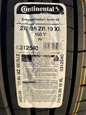4X NEW Continental ExtremeContact Sport 02 Tires 2X 275/35ZR19