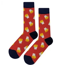 NWT Fry Dress Socks Novelty Men 8-12 Light Red Crazy Fun Sockfly