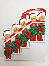 Personalized Family Kids Children on Stairs Bannister Five Christmas Ornament
