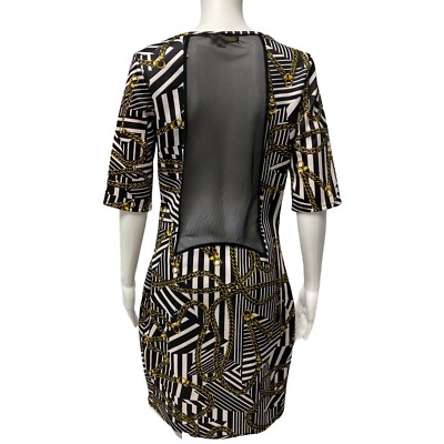 Nicki Minaj women's Black White & Gold Chains Mesh Low Back Dress Size XL |  eBay