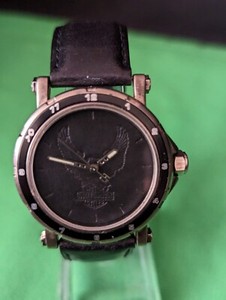 Harley Davidson Men's Eagle Watch New Battery 🔋Leather Dial Keeps Great Time ⌚