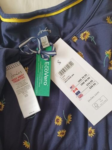 Joules UK 10 Navy Blue Floral Sunflower Maxi Dress - EcoVero Viscose, Sleeveless - Picture 4 of 14