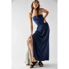 Free People Trangelica Strapless Cutout Tube Maxi Dress, Blue, Large, RRP $128