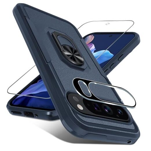 Janmitta for Case with Screen Protector+Camera Google Pixel 9/9 Pro Navy Blue