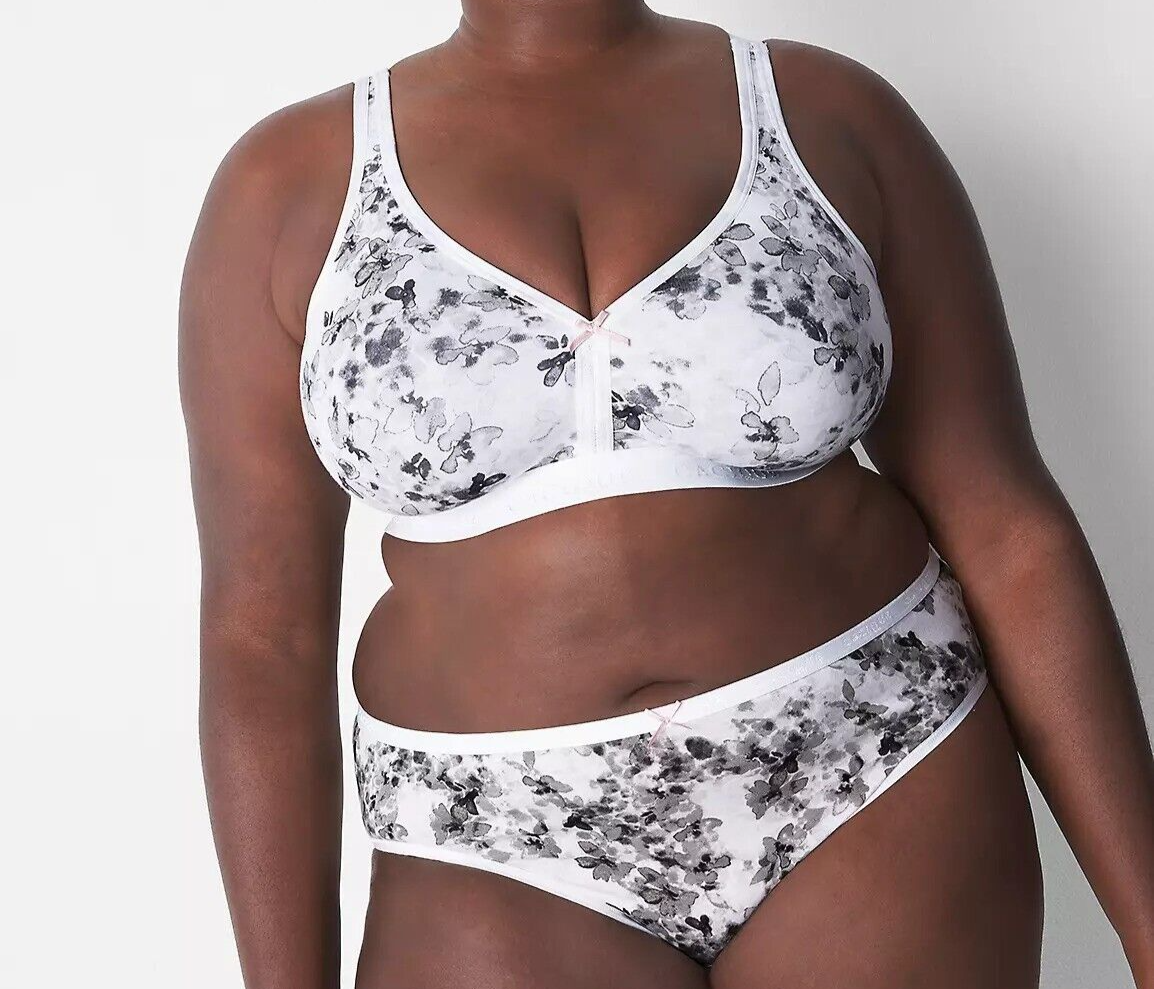 Lane Bryant CACIQUE Cotton HIPSTER Panty BLACK Soft FLORAL Plus Size 26/28  NWT