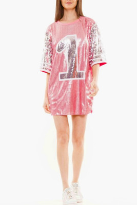 Number One Sequin Pink Jersey T-Shirt Dress | eBay Number One Sequin Pink Jersey T-Shirt Dress | eBay