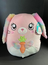 Squishmallow 16" Bop Bunny Furry Ears Carrot w/beaded "I   SQUISH" Charm Plus