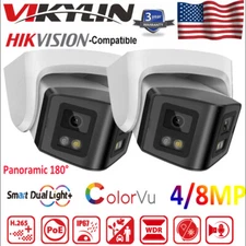 HIK Compatible Dual lens 180° Panoramic 4/8MP Camera Full Color ColorVu+IR