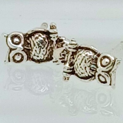 Vintage Sterling Silber Eule Ohrstecker oxidiert Tier Vogel Natur Schmuck