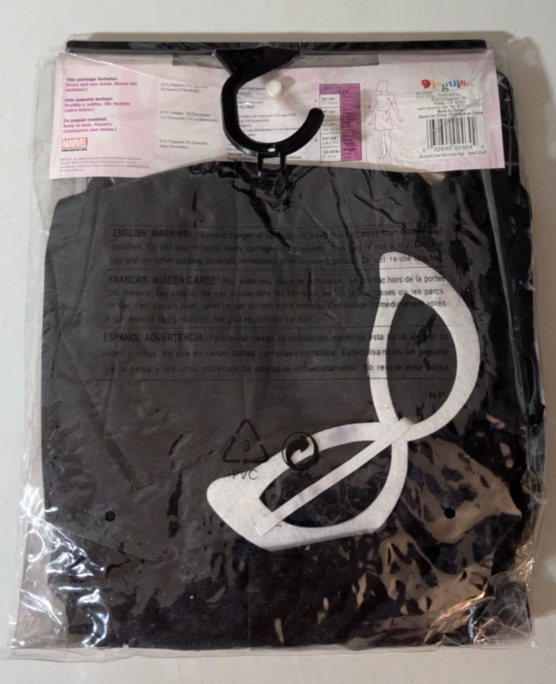 Marvel Mujer Traje Negro Araña-Niña Disfraz Adulto L (12-14) Con Máscara de Ojos Foto 4 de 4