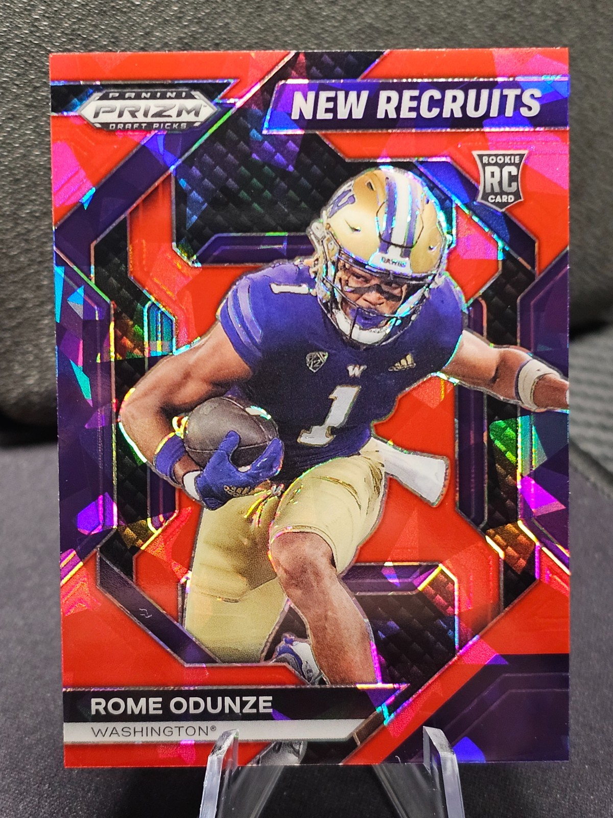 2024 Panini Prizm Draft Pick New Recruits Rome Odunze #NR-ROE Red Ice Prizm (RC)