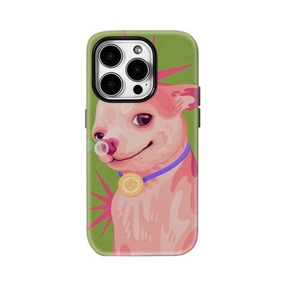 Pink Dog with Bubble Case for Apple iPhone 17 16 15 14 13 12 11 Pro Max Plus Air