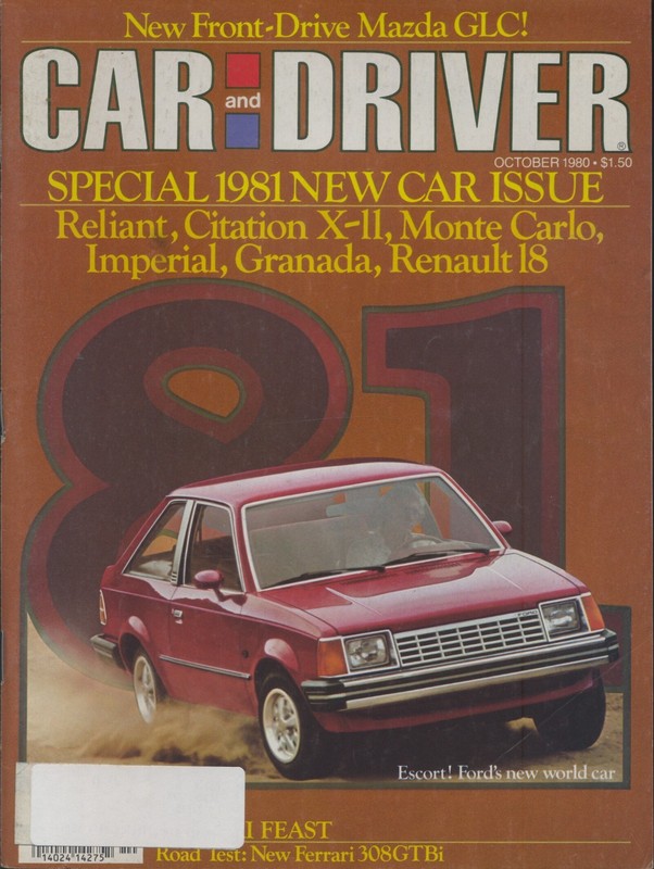 Car and Driver October 1980 Vol 26 No 4 Reliant Monte Carlo Chrysler Imperial ++