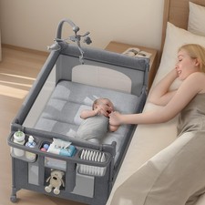 4 in 1 Baby Bassinet, Pack and Play, Bedside Crib Sleeper, Diaper Changer, Qu...