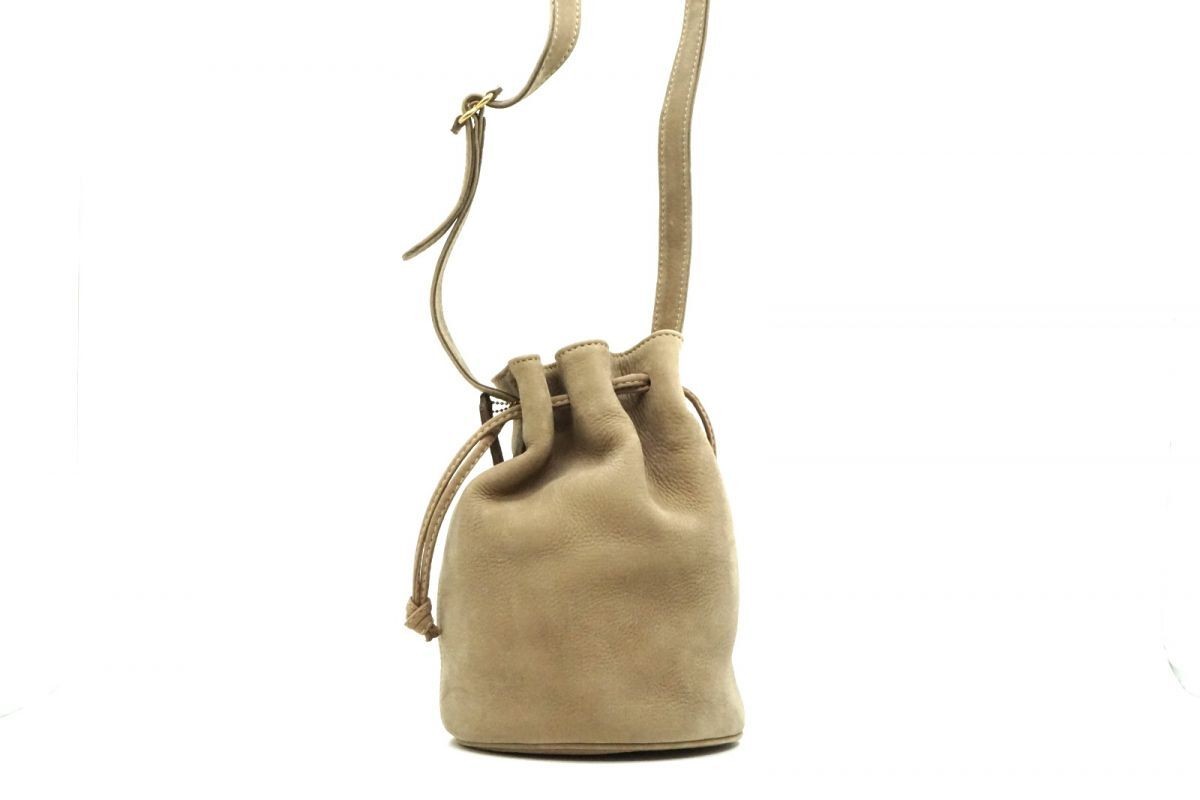 Old Coach Vintage Drawstring Bucket Mini Shoulder Bag 4931 Full Grain Nubuck Lea