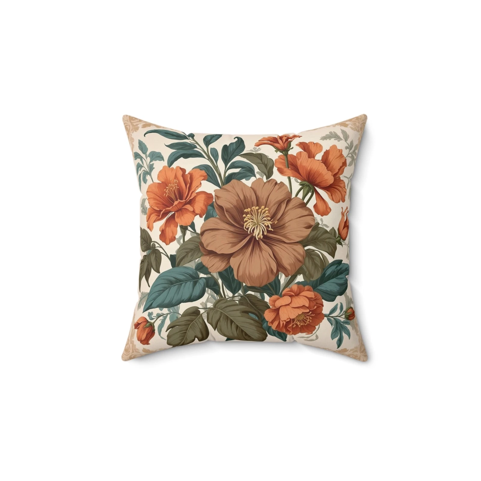 Vintage Floral Pillow, Bohemian Cushion, Home Decor, Gift for Her, Square Pillow