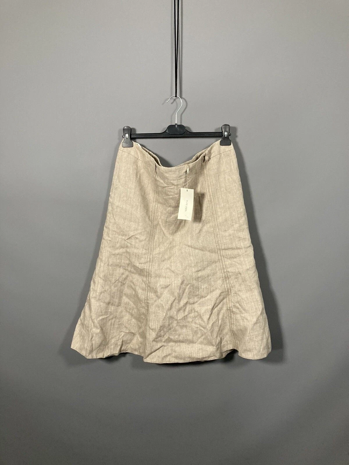 CC LINEN Skirt - UK16 Petite W34 - Beige - New With Tags - Women’s
