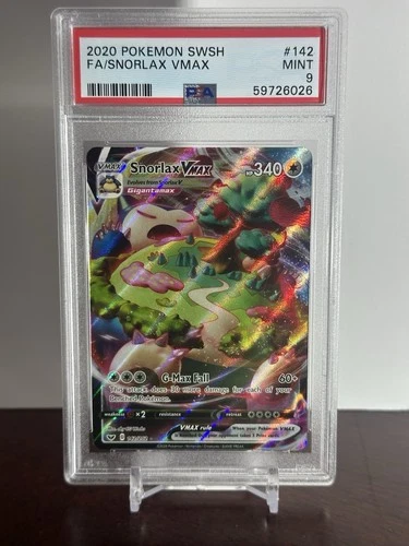 Pokemon 2020 SWSH Snorlax Holo Rare Card #142/202 Full Art Psa 9