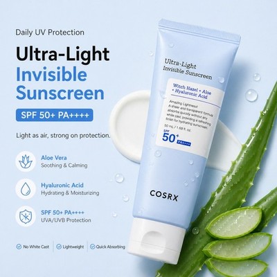 COSRX Ultra Light Invisible Sunscreen SPF50+ PA++++ Aloe Hyaluronic