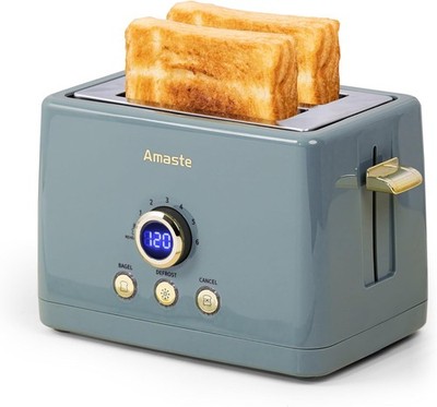2 Slice Toaster, Retro Bread Toaster with LED Digital Countdown Timer, Extra Wid