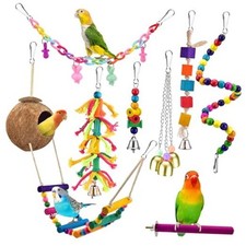 Bird Toys, Parrot Swing Parakeet Ladder Conure Colored ladder set 8 IN 1 