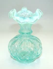 Fenton 1841-TG Opaline Diamond Optic Beaded Melon Vase Signed Don Fenton 1996