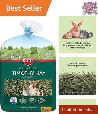 Timothy Hay High Fiber Small Animal Pet Food Supports Digestion 48 oz