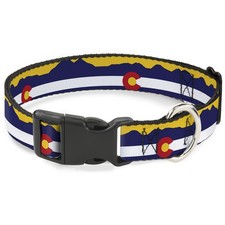 Plastic Clip Collar Colorado Flag/Mountain Silhouette Yellow NARROW-Large 9.5-14
