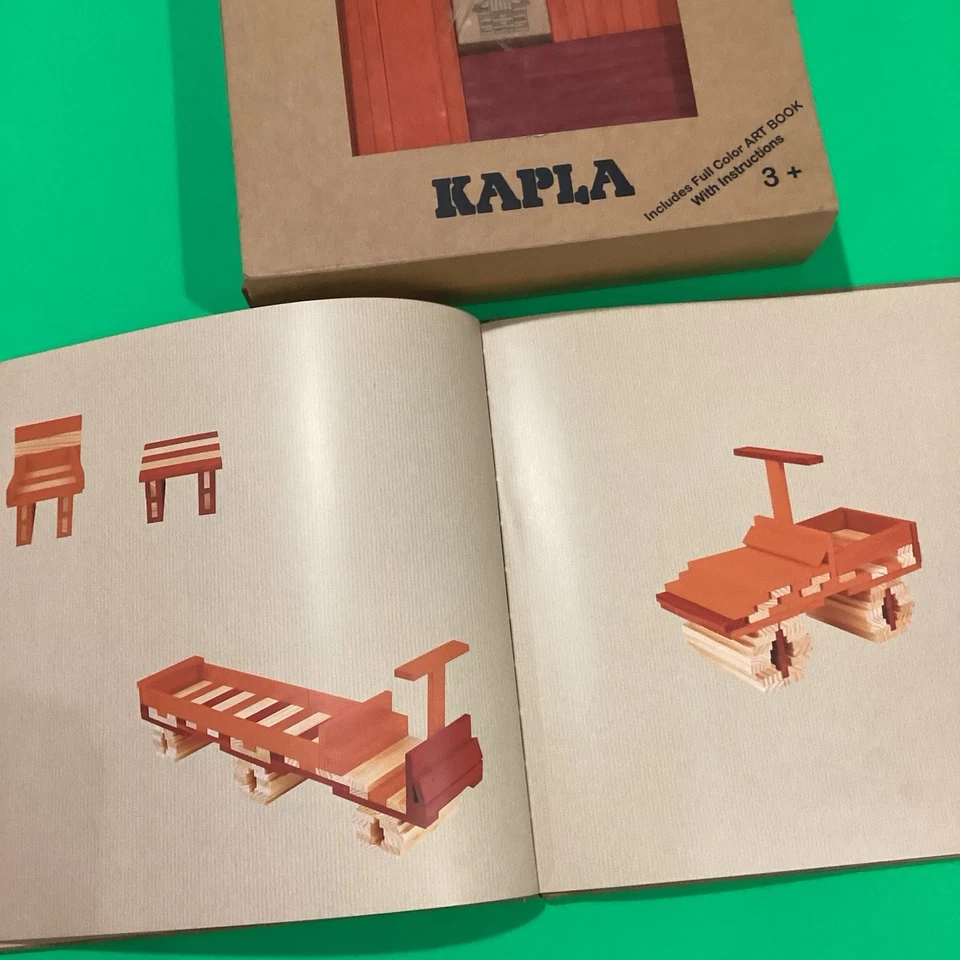 Bloques Kapla - Kit de construcción con libro de ideas Tablones rojos anaranjados en excelente estado Foto 4 de 4