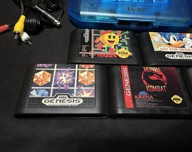 Sega Genesis 2 CUSTOM Console Bundle ~ Translucent Blue 🔥~ Cleaned & Tested