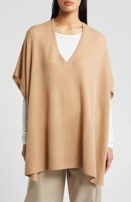 NEW Nordstrom V-Neck Wool & Cashmere Poncho Camel
Opens in a new window or tab