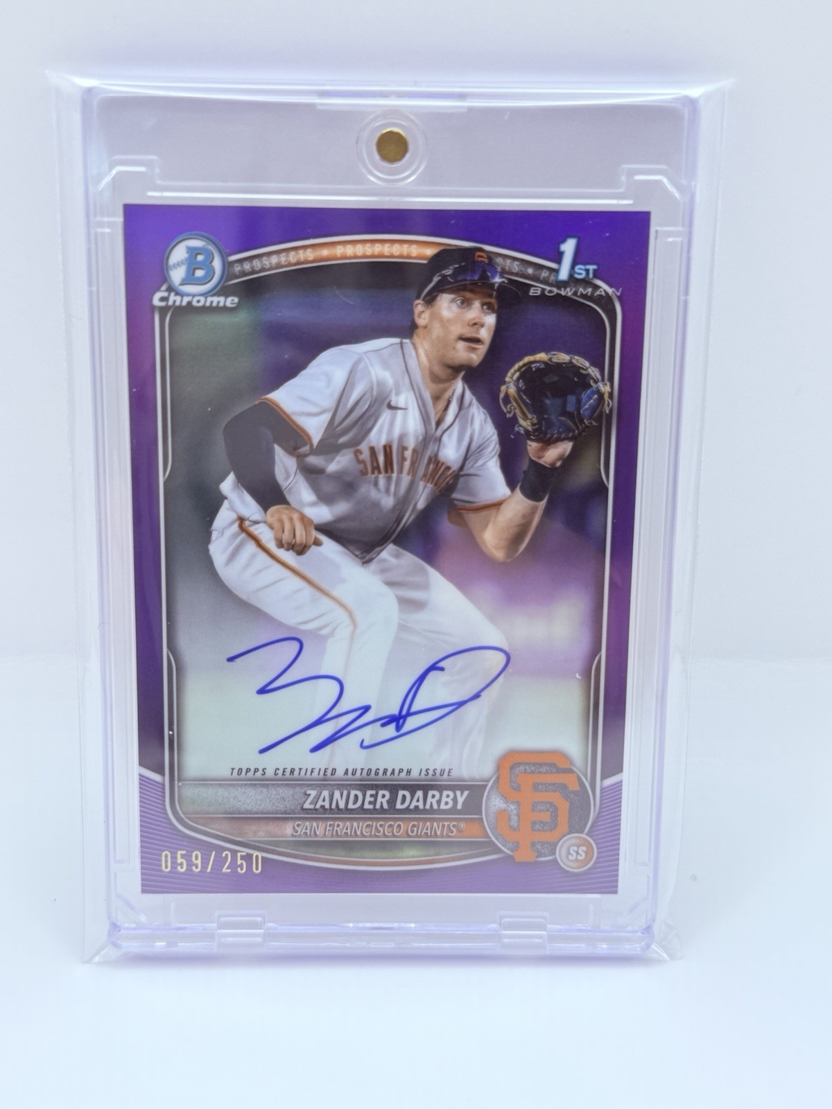2025 Bowman Chrome Zander Darby Auto Purple Refractor 1st Prospect #62/250
