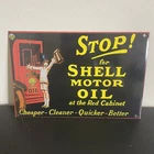 VINTAGE SHELL GASOLINE MOTOR OIL PORCELAIN SIGN