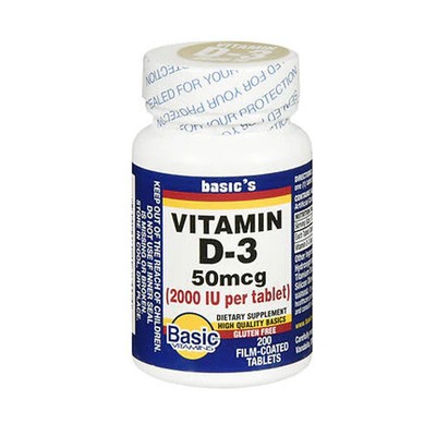 Natural Vitamin D-3 200 Coated Tablets 50 Mcg