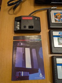 Atari 5200 Console 4-Port Bundle w/3 Games, Cables, 2 Controllers TESTED - VGUC