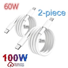 2 Pack Type C to C Cable PD 100W Fast Charging USB Data Sync Long Charger Lead