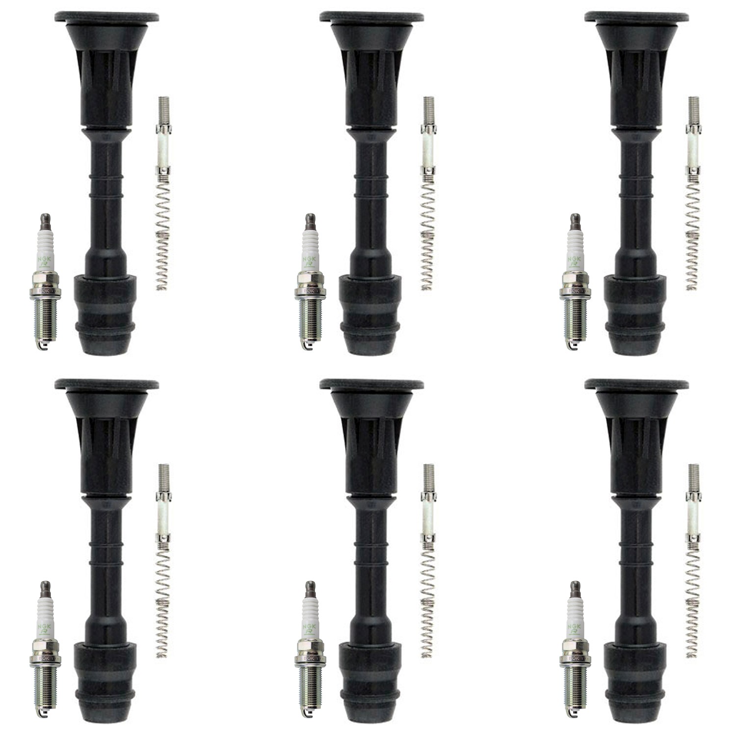 NGK 6 V-Power Spark Plugs  Denso Coil Boots Kit for Altima I35 Maxima Quest V6