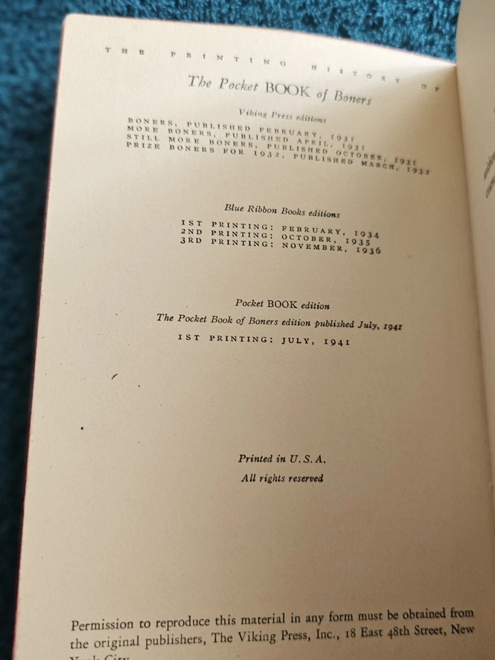 The Pocket Book of Boners Dr. Seuss July 1941 1st Printing Great Condition - Image 4 of 4
