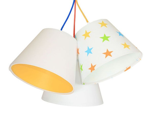 Kinderzimmerlampe Stoff Jungen MäDchen Weiß Bunt Sterne Samy Pendelleuchte-image