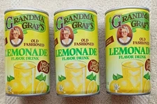 3 Vintage Grandma Graf’s Lemonade Flavor drink cans - 12 oz CRIMPED STEEL -