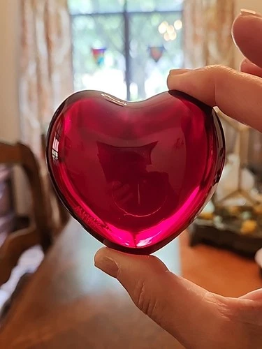 Vtg V Nason & C Murano Italy Red Glass Heart Figurine Paperweight • Signed