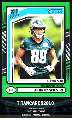 Johnny Wilson 2024 Donrusss Green Press Proof Rated Rookie Philadelphia Eagles