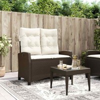 Gartenbank Verstellbar Mit Kissen Outdoor Bank Sitzbank Braun Poly Rattan Vidaxl