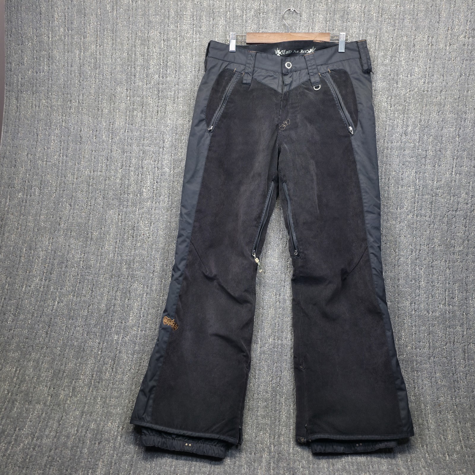 Pants Women Large Corduroy Snow Ski Cargo Flare Lined Y2k
