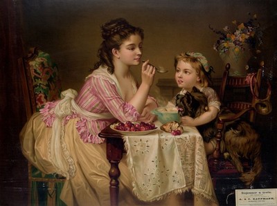 001 A & C Kaufmann Chromolithograph c.1873 - Déjeuner à trois